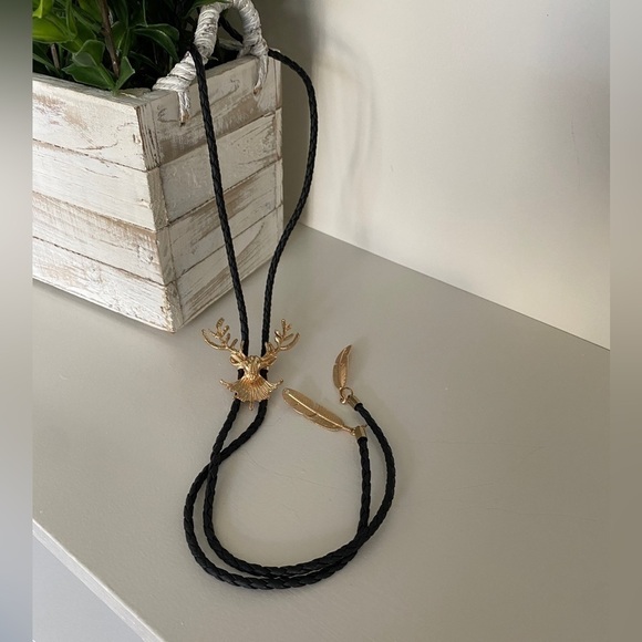 Vintage Lariat / Bolo Tie Necklace ~Western / Line Dancing / Cowboy Moose Head - Picture 2 of 8